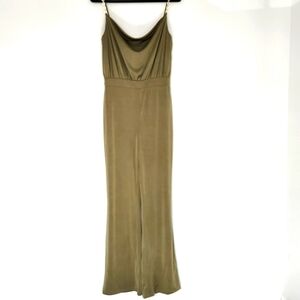 JASON WU Cowl Neck Jersey Olive Green Jumpsuit Size M/XL